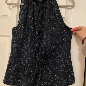 Navy button down tank top blouse